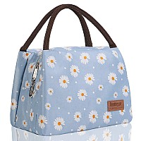 Buringer Insulated Lunch Bag Lunch Box For Women Men Adult Lunch Tote For Work Picnic Travel Blue Daisy