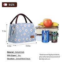 Buringer Insulated Lunch Bag Lunch Box For Women Men Adult Lunch Tote For Work Picnic Travel Blue Daisy