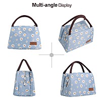 Buringer Insulated Lunch Bag Lunch Box For Women Men Adult Lunch Tote For Work Picnic Travel Blue Daisy