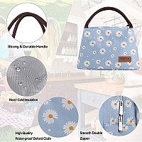 Buringer Insulated Lunch Bag Lunch Box For Women Men Adult Lunch Tote For Work Picnic Travel Blue Daisy