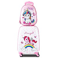 Honey Joy Kids Luggage 12 Toddler Backpack 16 Travel Suitcase With Wheels Lightweight Toddler Girls Suitcase Durable Abs