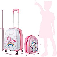 Honey Joy Kids Luggage 12 Toddler Backpack 16 Travel Suitcase With Wheels Lightweight Toddler Girls Suitcase Durable Abs