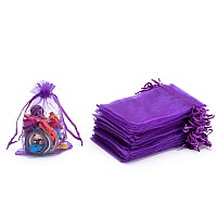 Tendwarm 50Pcs 5X7 Inches Drawstring Organza Gift Bag Jewelry Favor Pouches Mesh Bags Drawstring Candy Bags Purple