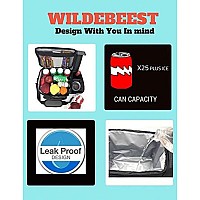 Wildebeest Large Lunch Box Insulated Leakproof Cooler Bag Reusable Lunch Bag For Adult Grey