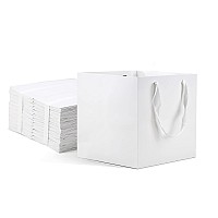 Huaprint White Paper Bags With Handlesgift Bags Bulk 24 Pack10X10X10Inch Square Size Largepaper Shopping Bags Kraft Party