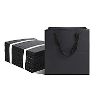 Huaprint Black Gift Bags With Handlesblack Paper Bags24 Pack 6X6X6Inch Square Size Black Shopping Bagsparty Bagsfavor Bagsg