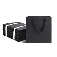 Huaprint Black Gift Bags With Handlesblack Paper Bags24 Pack 6X6X6Inch Square Size Black Shopping Bagsparty Bagsfavor Bagsg