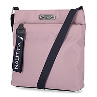 Nautica Womens Diver Nylon Small Crossbody Bag Purse With Adjustable Shoulder Strap Cross Body Lilac Rose One Size Us