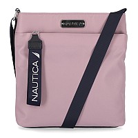 Nautica Womens Diver Nylon Small Crossbody Bag Purse With Adjustable Shoulder Strap Cross Body Lilac Rose One Size Us