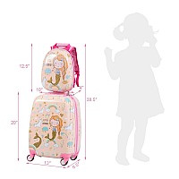 Honey Joy Kids Luggage 12 Toddler Backpack 18 Travel Suitcase With Wheels Lightweight Toddler Girls Suitcase Durable Abs