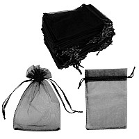 100 Pack 5X7 Inch Mini Sheer Drawstring Organza Transparent Bags Jewelry Sack Pouches For Wedding Party Decorations Arts Cra