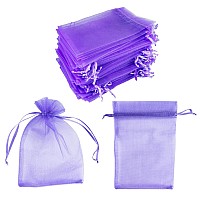 100 Pack 5X7 Inch Mini Sheer Drawstring Organza Transparent Bags Jewelry Sack Pouches For Wedding Party Decorations Arts Cra