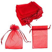 100 Pack 5X7 Inch Mini Sheer Drawstring Organza Transparent Bags Jewelry Sack Pouches For Wedding Party Decorations Arts Cra