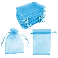 100 Pack 5X7 Inch Mini Sheer Drawstring Organza Transparent Bags Jewelry Sack Pouches For Wedding Party Decorations Arts Cra