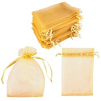 100 Pack 5X7 Inch Mini Sheer Drawstring Organza Transparent Bags Jewelry Sack Pouches For Wedding Party Decorations Arts Cra