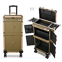 Byootique Rolling Makeup Train Case 15 X 11 X 33 Travel Stylist Case Lockable Hairdressing Trolley For Hair Salon Clipper