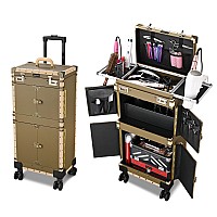 Byootique Rolling Makeup Train Case 15 X 11 X 33 Travel Stylist Case Lockable Hairdressing Trolley For Hair Salon Clipper