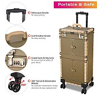 Byootique Rolling Makeup Train Case 15 X 11 X 33 Travel Stylist Case Lockable Hairdressing Trolley For Hair Salon Clipper