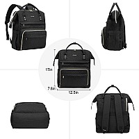 Lovevook Laptop Backpack Womens Computer Bag Nurse Teacher Backpack Purse Laptop Large Capacity 17 Inch Plait Black