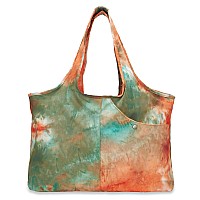 Zooeass Women Colorful Large Tote Shoulder Handbag Waterproof Tote Bag Multifunction Nylon Travel Shouldertie Dye Tangerinegr