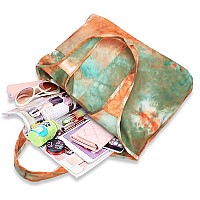 Zooeass Women Colorful Large Tote Shoulder Handbag Waterproof Tote Bag Multifunction Nylon Travel Shouldertie Dye Tangerinegr