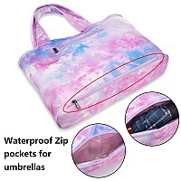 Zooeass Women Colorful Large Tote Shoulder Handbag Waterproof Tote Bag Multifunction Nylon Travel Shouldertie Dye Pink Blue