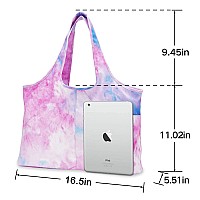 Zooeass Women Colorful Large Tote Shoulder Handbag Waterproof Tote Bag Multifunction Nylon Travel Shouldertie Dye Pink Blue