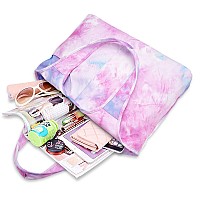 Zooeass Women Colorful Large Tote Shoulder Handbag Waterproof Tote Bag Multifunction Nylon Travel Shouldertie Dye Pink Blue