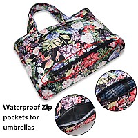 Zooeass Women Colorful Large Tote Shoulder Handbag Waterproof Tote Bag Multifunction Nylon Travel Shoulderflower Black