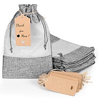 15 Pack 63X95 Inches Grey Linen Burlap With Sheer Window Organza Gift Bag With Drawstring For Christmas Gifts Wedding Party Fa