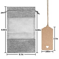 15 Pack 63X95 Inches Grey Linen Burlap With Sheer Window Organza Gift Bag With Drawstring For Christmas Gifts Wedding Party Fa