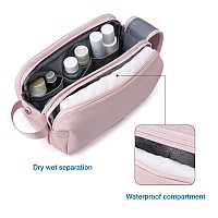 BAGSMART Toiletry Bag for Women, Cosmetic Makeup Bag Organizer, Travel Bag for Toiletries, Dopp Kit Water-resistant Shaving Bag for Accessories, Pink-Standard