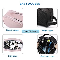 BAGSMART Toiletry Bag for Women, Cosmetic Makeup Bag Organizer, Travel Bag for Toiletries, Dopp Kit Water-resistant Shaving Bag for Accessories, Pink-Standard