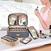 Curmio Essential Oil Storage Case For 40 Bottles 5Ml30Ml Essential Oils Organizer Case With 2 Detachable Visible Pouches And