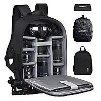 Emart Camera Backpack With Removable Padded Dividers And Rain Cover Camera Bag For Slrdslr Mirrorless Camera Lens Waterproof