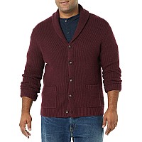 Amazon Essentials Mens Longsleeve Soft Touch Shawl Collar Cardigan Burgundy Large