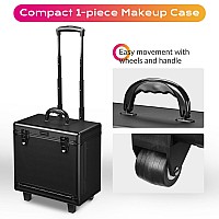 Byootique Hairstylist Rolling Makeup Train Case 15X9X16 Large Storage Lockable Cosmetic Trolley With Hair Dryer Holder Pvc Barb