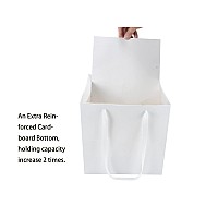 Huaprint White Paper Bags With Handlesgift Bags Bulk 12 Pack6X6X6Inch Square Sizepaper Shopping Bags Kraft Party Favor Bi