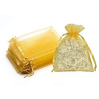 Dkrsyz 100 Count Gift Organza Bags Gold Drawstring 4X6 Inch For Baby Showerchristmasgirl Birthdayparty Favorweddinggraduati