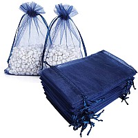 Dkrsyz 100 Pieces Gifts Organza Bags Navy Blue Drawstring 5X7 Inch For Baby Showerchristmasnurse Birthdayparty Favorwedding