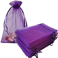 Dkrsyz 100 Piece Gifts Organza Bag Purple Drawstring 4X6 Inch For Baby Showerchristmasbirthdayparty Favorbride Weddinggradu