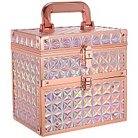 Costravio Nail Supplies Organizer Box Nail Polish Storage Case For Nail Tech Or Home Use With Drawer And Slots Travel Makeup Train Case Portable Lockable - Rose Gold