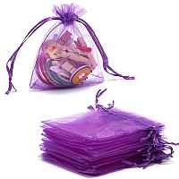 Tendwarm 100Pcs 3X4 Inch Sheer Organza Bags For Party Festival Wedding Favor Bags With Drawstring Gift Bags Christmas