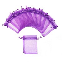 Tendwarm 100Pcs 3X4 Inch Sheer Organza Bags For Party Festival Wedding Favor Bags With Drawstring Gift Bags Christmas