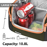 Tirrinia Insulated Lunch Box For Women Men Leakproof Thermal Reusable Lunch Bag With 2 Zipper Pockets For Adult Lunch Bag Cool