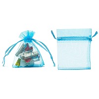 Tendwarm 100Pcs 3X4 Inch Sheer Organza Bags For Party Festival Wedding Favor Bags With Drawstring Gift Bags Christmas