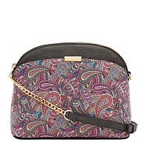 Fashionpuzzle Paisley Print Small Dome Crossbody With Chain Strap Greylavender