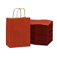 Red Gift Bags 8X4X10 Inch 50 Pack Small Kraft Paper Shopping Bags With Handles Craft Totes In Bulk For Boutiques Small Busin