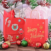 Red Gift Bags 8X4X10 Inch 50 Pack Small Kraft Paper Shopping Bags With Handles Craft Totes In Bulk For Boutiques Small Busin