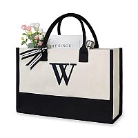 Topdesign Embroidery Initial Canvas Tote Bag Personalized Present Bag Suitable For Wedding Birthday Beach Holiday Is A Gre